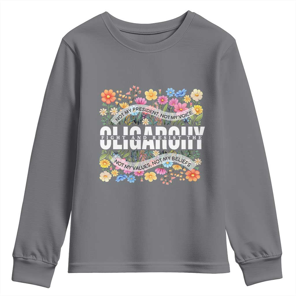 Not My President Subtle Floral Youth Sweatshirt Not My Voice Values Beliefs