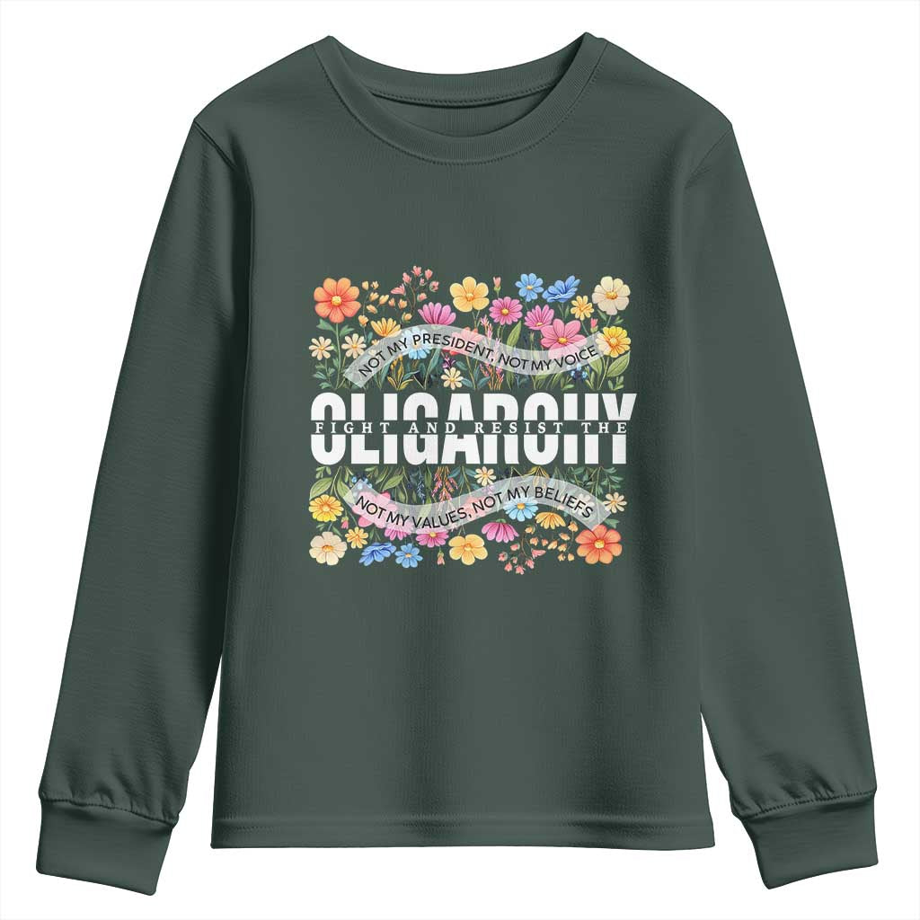 Not My President Subtle Floral Youth Sweatshirt Not My Voice Values Beliefs