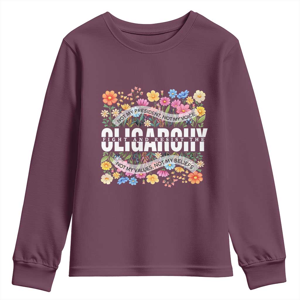Not My President Subtle Floral Youth Sweatshirt Not My Voice Values Beliefs
