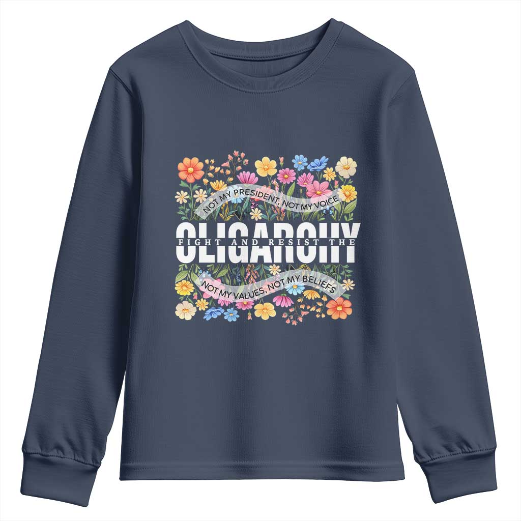 Not My President Subtle Floral Youth Sweatshirt Not My Voice Values Beliefs