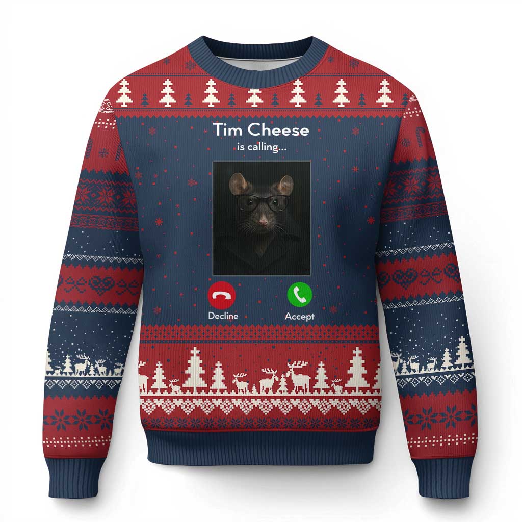 Tim Cheese Is Calling Ugly Christmas Sweater Funny Decline Or Accept Meme - Wonder Print Shop