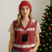Tim Cheese Is Calling V-Neck Knit Sweater Vest Funny Decline Or Accept Meme - Wonder Print Shop