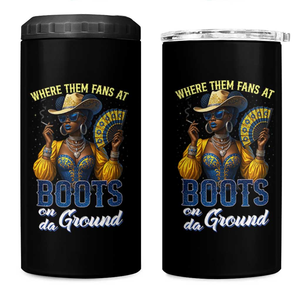 Melanin Cowgirls Linedance 4 in 1 Can Cooler Tumbler Where Them Fans At Boots On Da Ground
