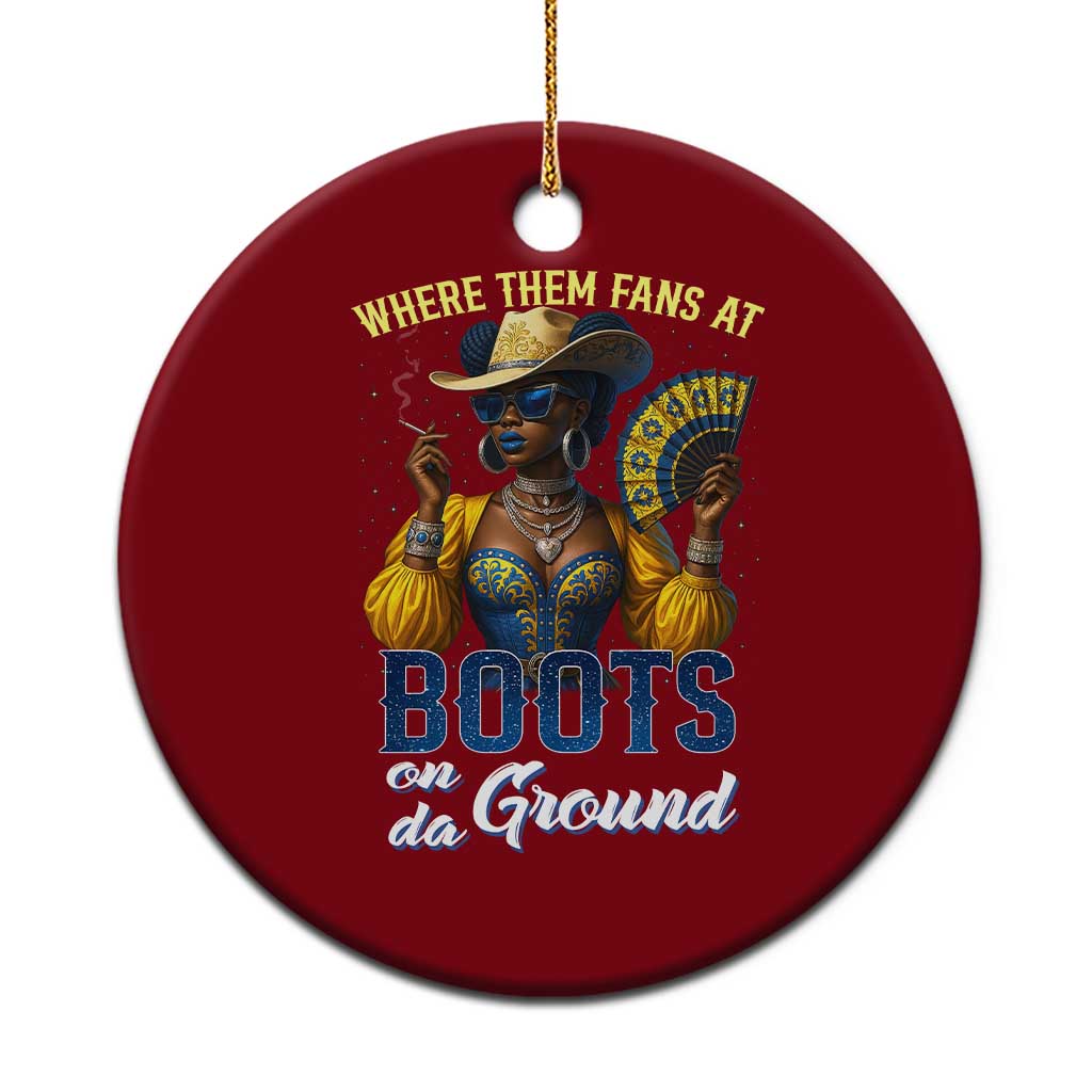 Melanin Cowgirls Linedance Ceramic Ornament Where Them Fans At Boots On Da Ground - Wonder Print Shop