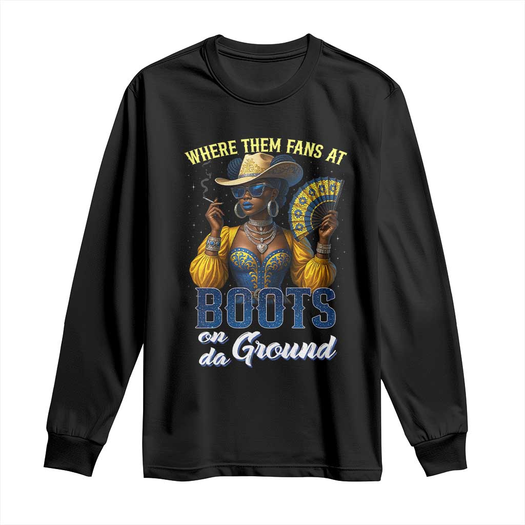 Melanin Cowgirls Linedance Long Sleeve Shirt Where Them Fans At Boots On Da Ground