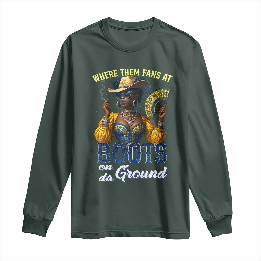 Melanin Cowgirls Linedance Long Sleeve Shirt Where Them Fans At Boots On Da Ground