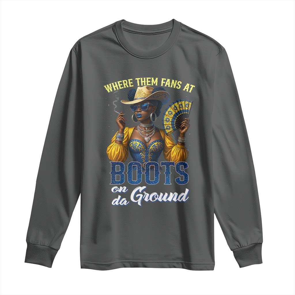 Melanin Cowgirls Linedance Long Sleeve Shirt Where Them Fans At Boots On Da Ground
