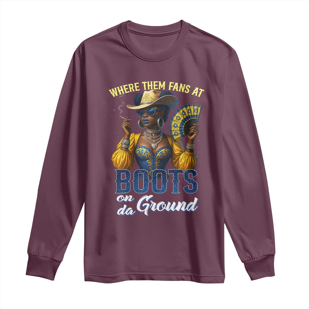 Melanin Cowgirls Linedance Long Sleeve Shirt Where Them Fans At Boots On Da Ground