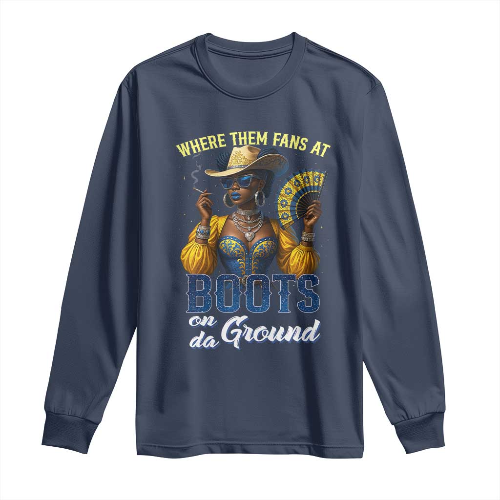 Melanin Cowgirls Linedance Long Sleeve Shirt Where Them Fans At Boots On Da Ground