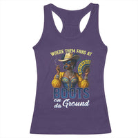 Melanin Cowgirls Linedance Racerback Tank Top Where Them Fans At Boots On Da Ground