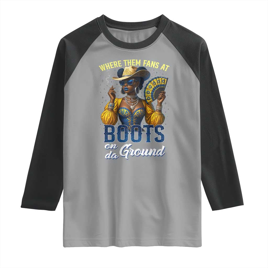 Melanin Cowgirls Linedance Raglan Shirt Where Them Fans At Boots On Da Ground