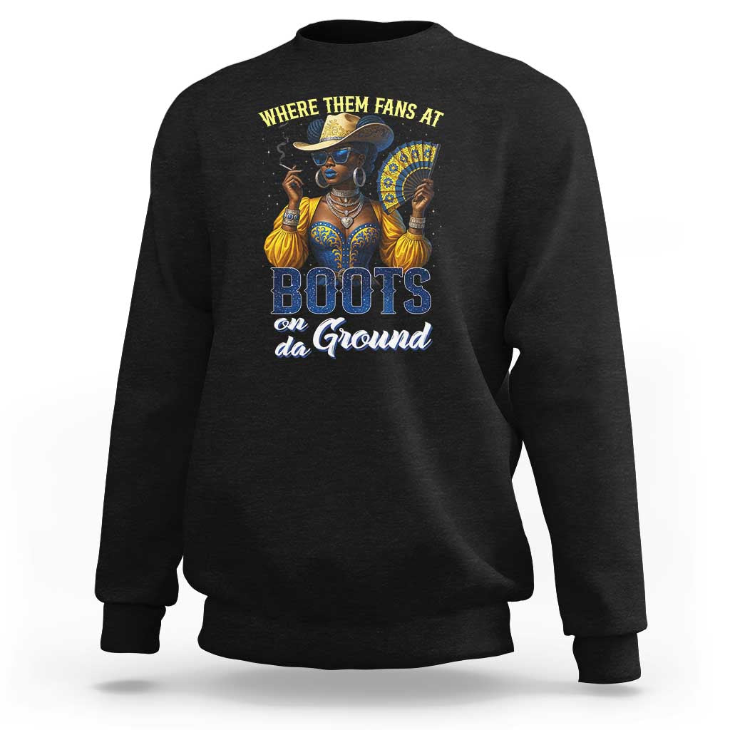 Melanin Cowgirl Linedance Sweatshirt Where Them Fans At Boots On Da Ground