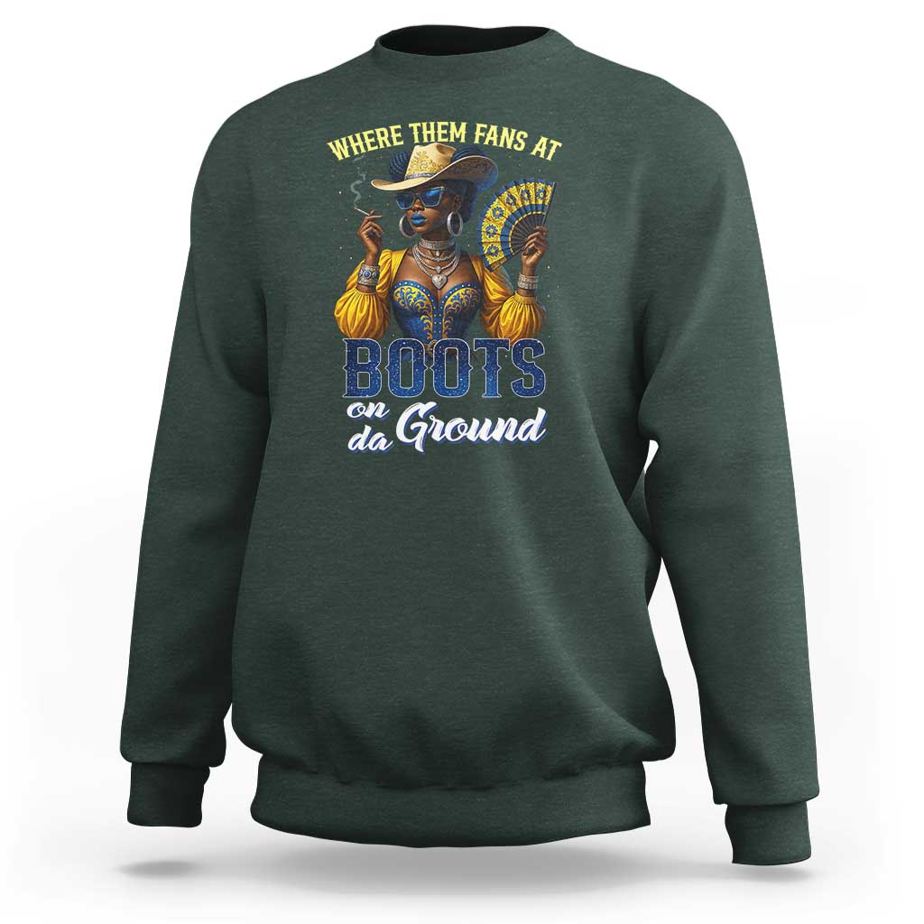Melanin Cowgirl Linedance Sweatshirt Where Them Fans At Boots On Da Ground