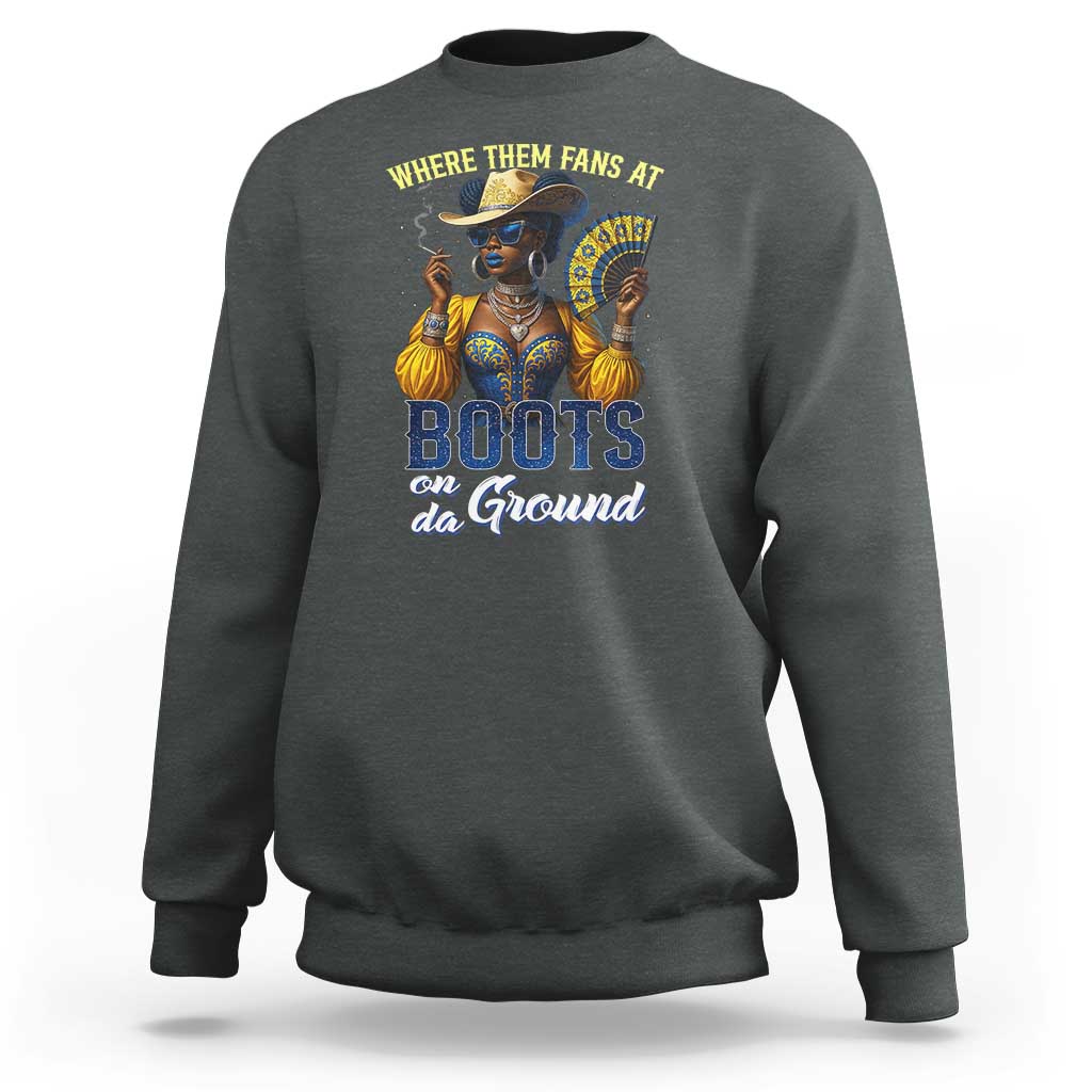 Melanin Cowgirl Linedance Sweatshirt Where Them Fans At Boots On Da Ground