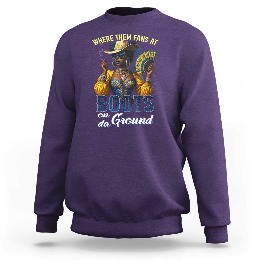 Melanin Cowgirl Linedance Sweatshirt Where Them Fans At Boots On Da Ground