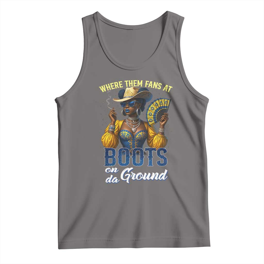 Melanin Cowgirls Linedance Tank Top Where Them Fans At Boots On Da Ground