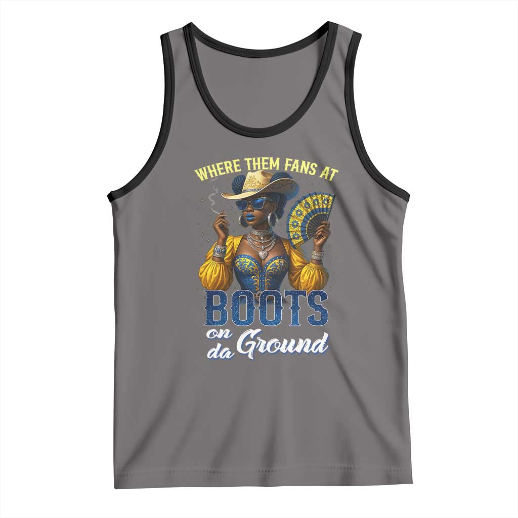 Melanin Cowgirls Linedance Tank Top Where Them Fans At Boots On Da Ground