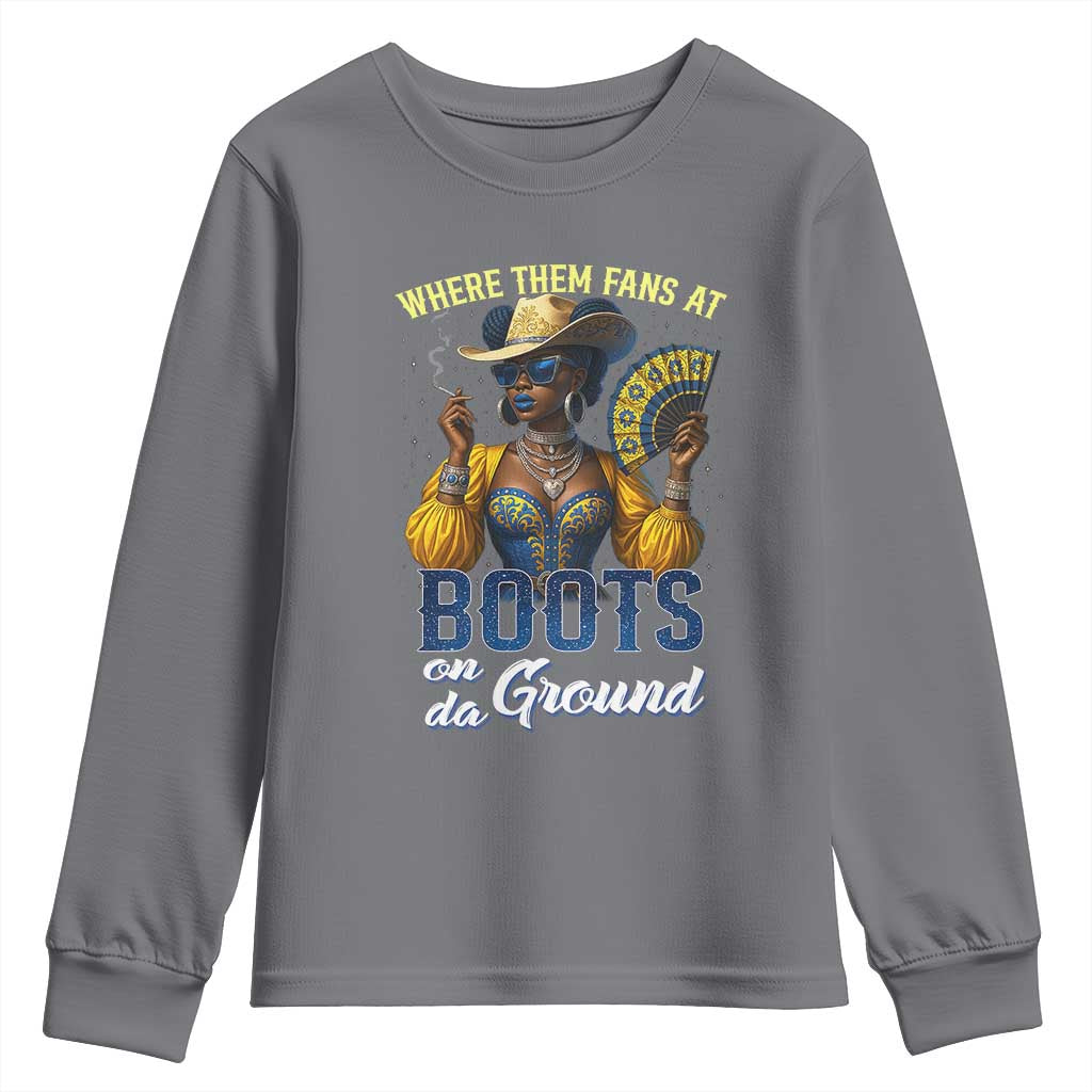 Melanin Cowgirls Linedance Youth Sweatshirt Where Them Fans At Boots On Da Ground