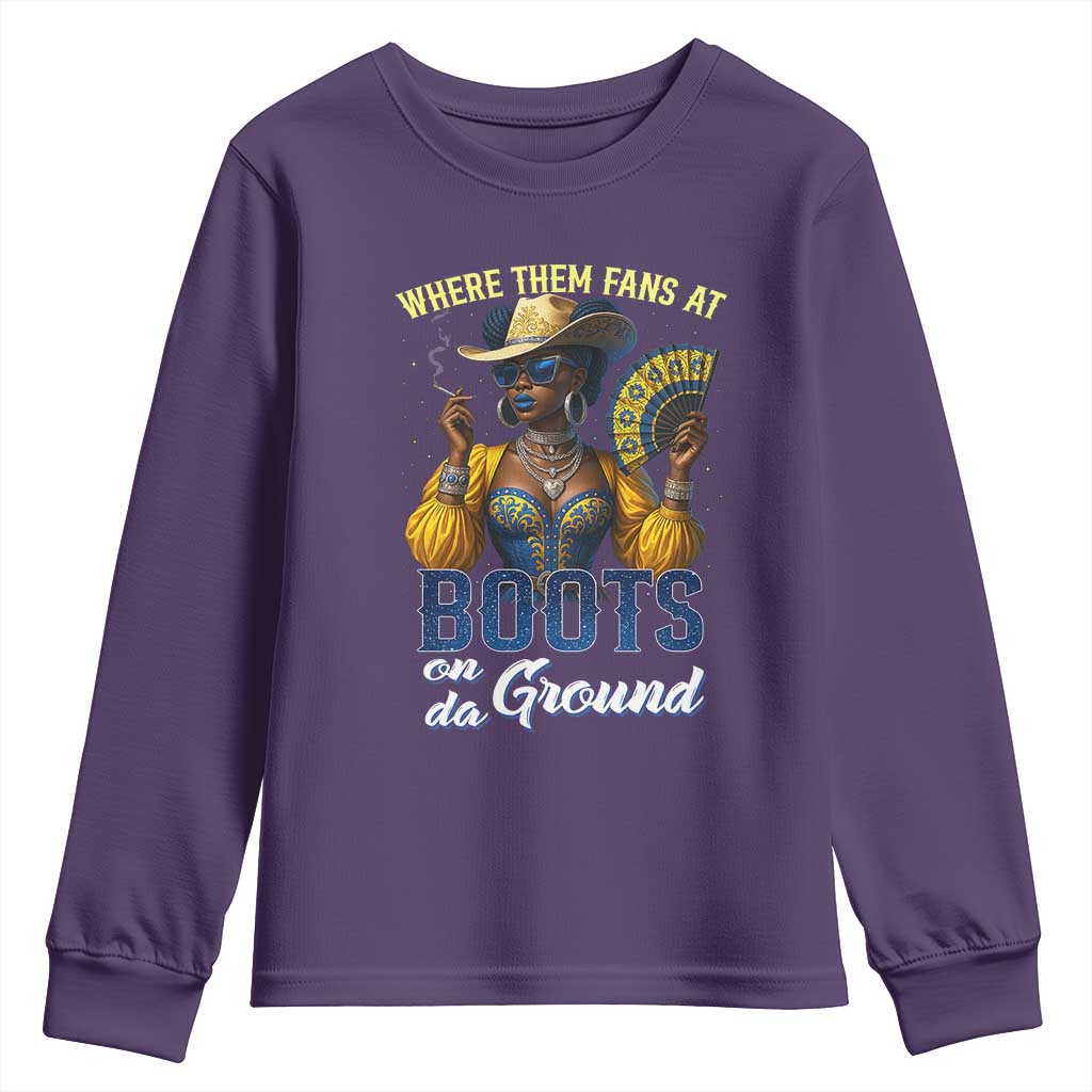 Melanin Cowgirls Linedance Youth Sweatshirt Where Them Fans At Boots On Da Ground