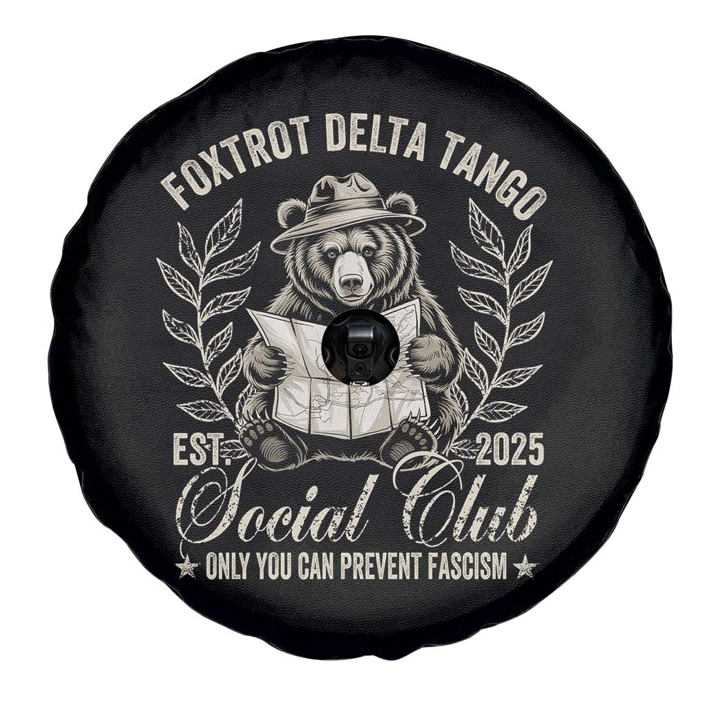 Foxtrot Delta Tango FDT Social Club Spare Tire Cover Only You Can Prevent Fascism Retro Bear