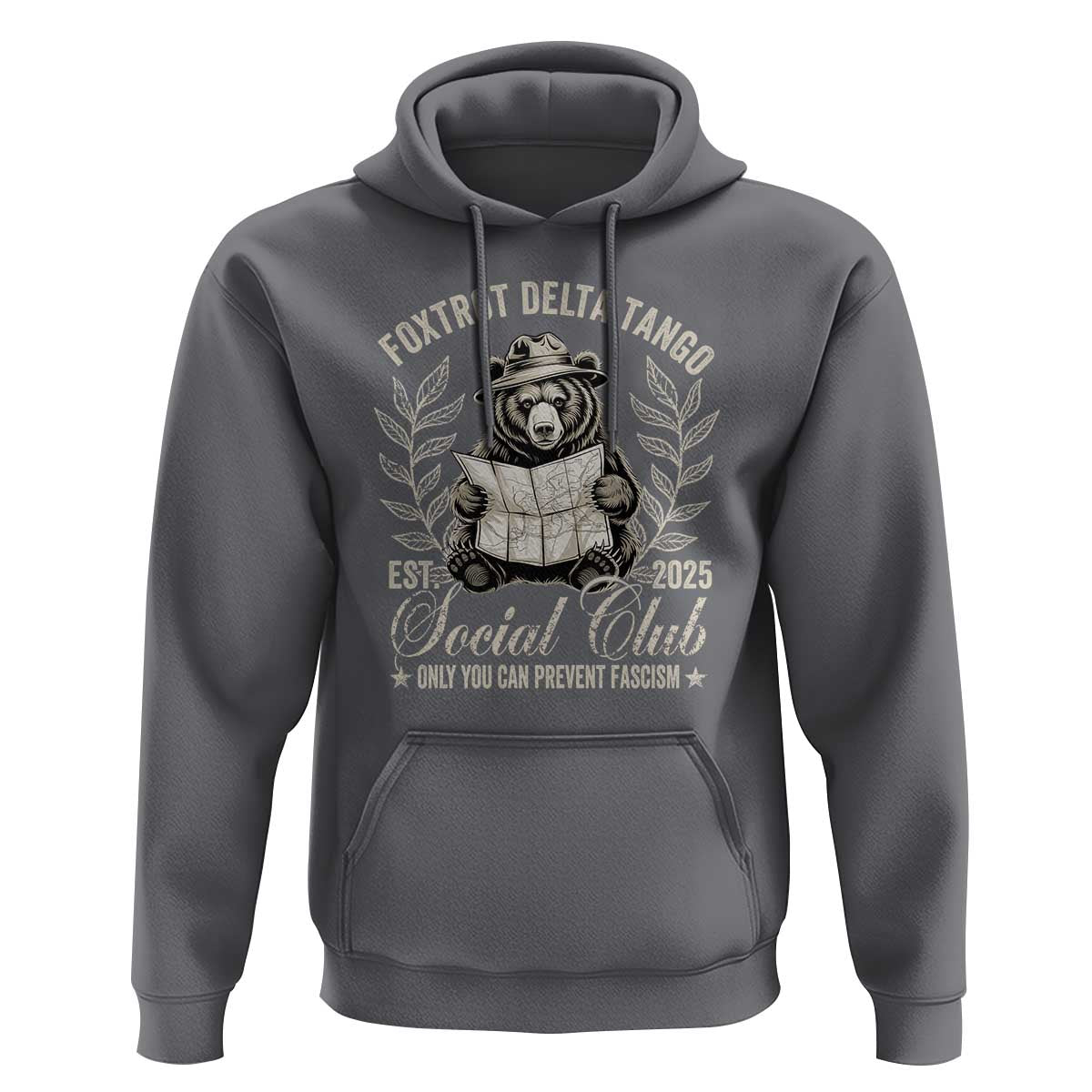 Foxtrot Delta Tango FDT Social Club Hoodie Only You Can Prevent Fascism Retro Bear