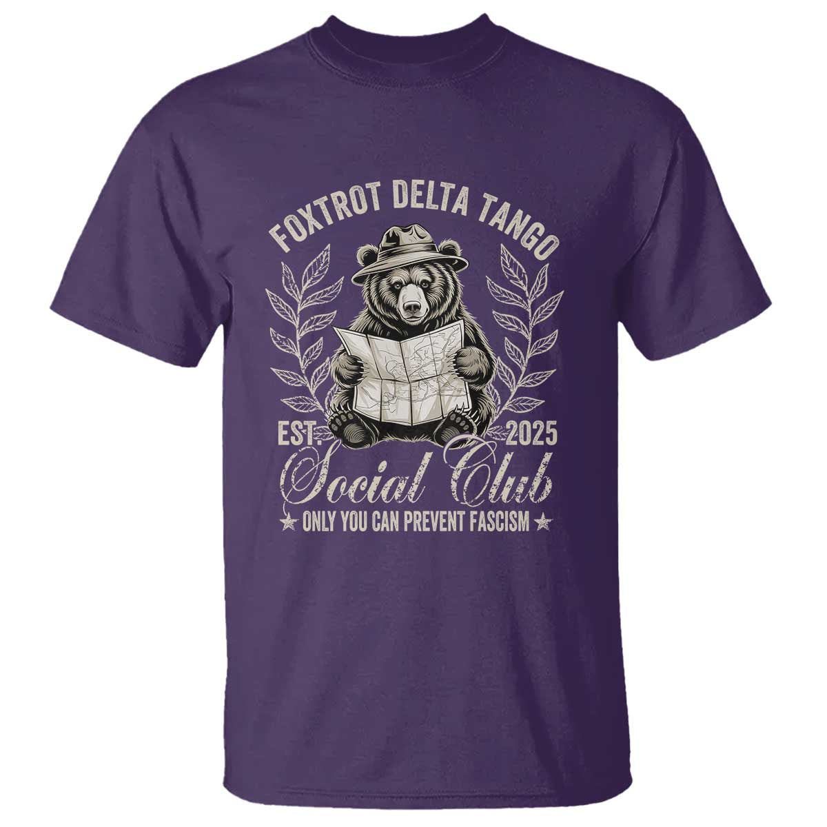 Foxtrot Delta Tango FDT Social Club T Shirt Only You Can Prevent Fascism Retro Bear