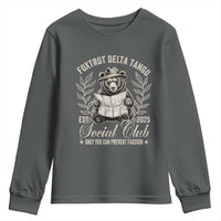 Foxtrot Delta Tango FDT Social Club Youth Sweatshirt Only You Can Prevent Fascism Retro Bear