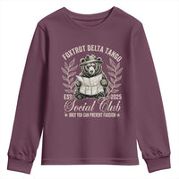 Foxtrot Delta Tango FDT Social Club Youth Sweatshirt Only You Can Prevent Fascism Retro Bear
