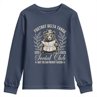 Foxtrot Delta Tango FDT Social Club Youth Sweatshirt Only You Can Prevent Fascism Retro Bear