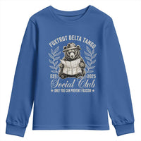Foxtrot Delta Tango FDT Social Club Youth Sweatshirt Only You Can Prevent Fascism Retro Bear