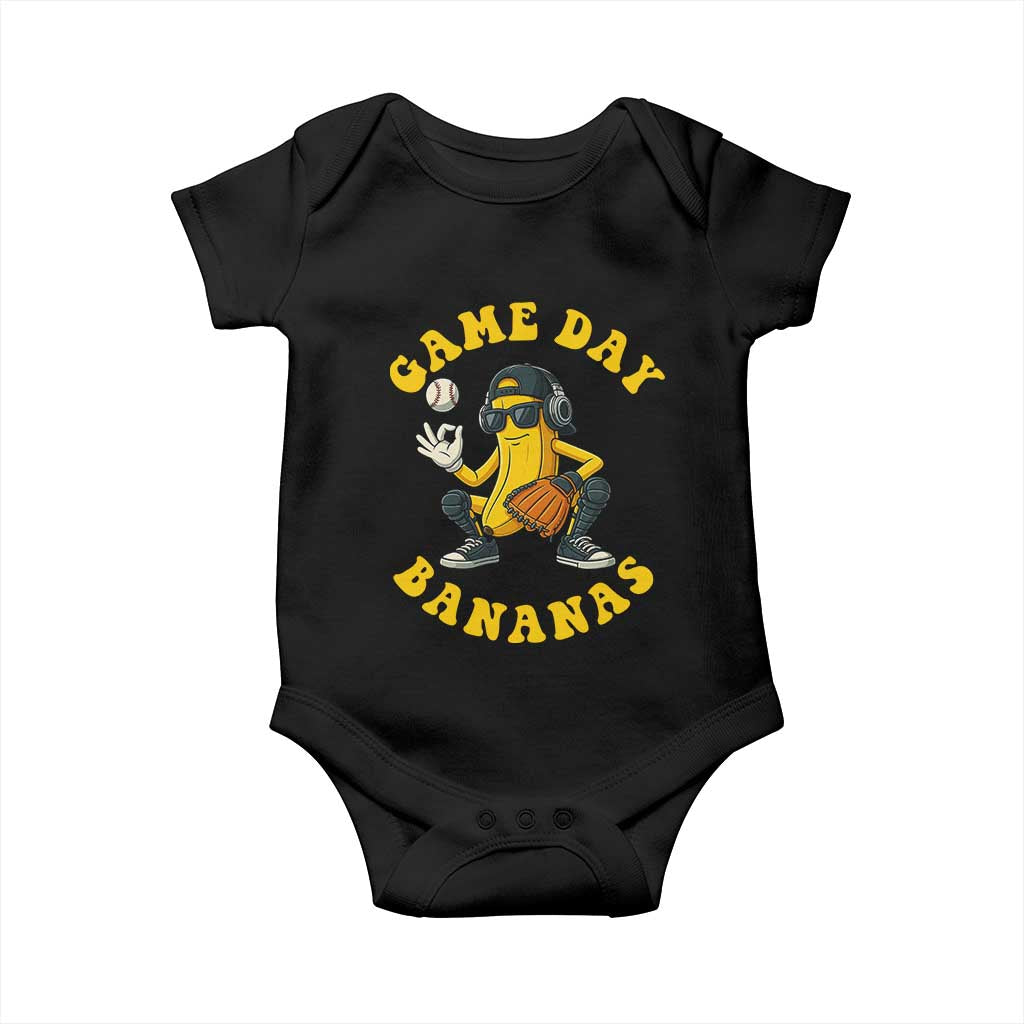 Cute Bananas Graphic Baby Onesie Game Day Cool Catcher Baseball Lover
