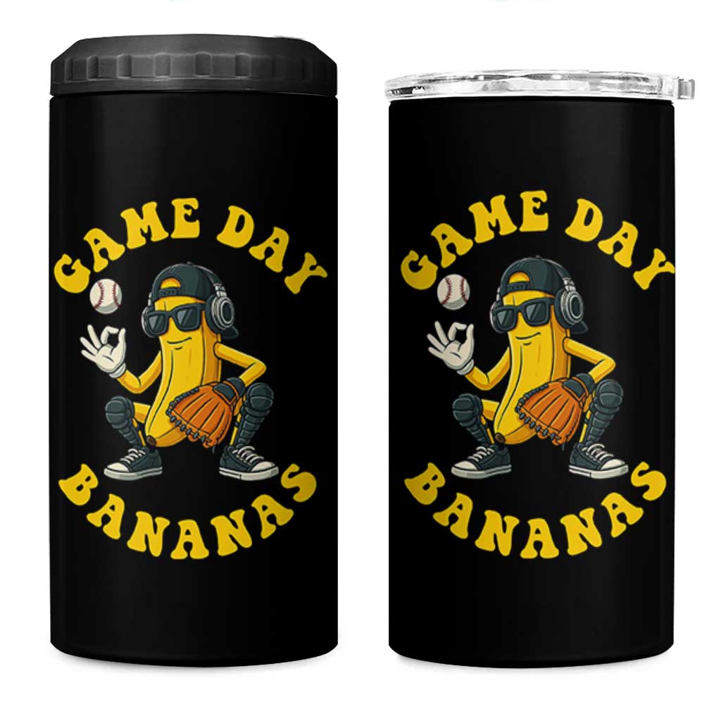 Cute Bananas Graphic 4 in 1 Can Cooler Tumbler Game Day Cool Catcher Baseball Lover