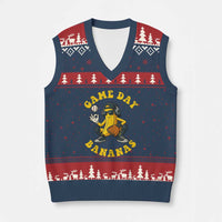 Cute Bananas Graphic V-Neck Knit Sweater Vest Game Day Cool Catcher Baseball Lover - Wonder Print Shop