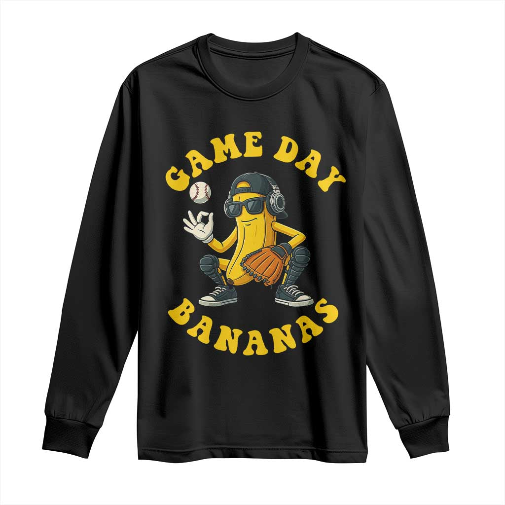 Cute Bananas Graphic Long Sleeve Shirt Game Day Cool Catcher Baseball Lover