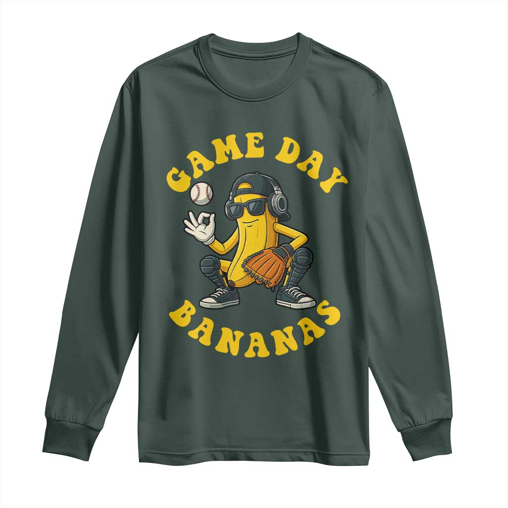 Cute Bananas Graphic Long Sleeve Shirt Game Day Cool Catcher Baseball Lover