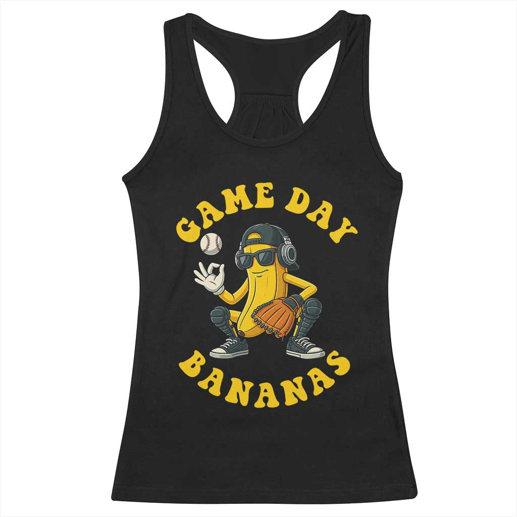 Cute Bananas Graphic Racerback Tank Top Game Day Cool Catcher Baseball Lover