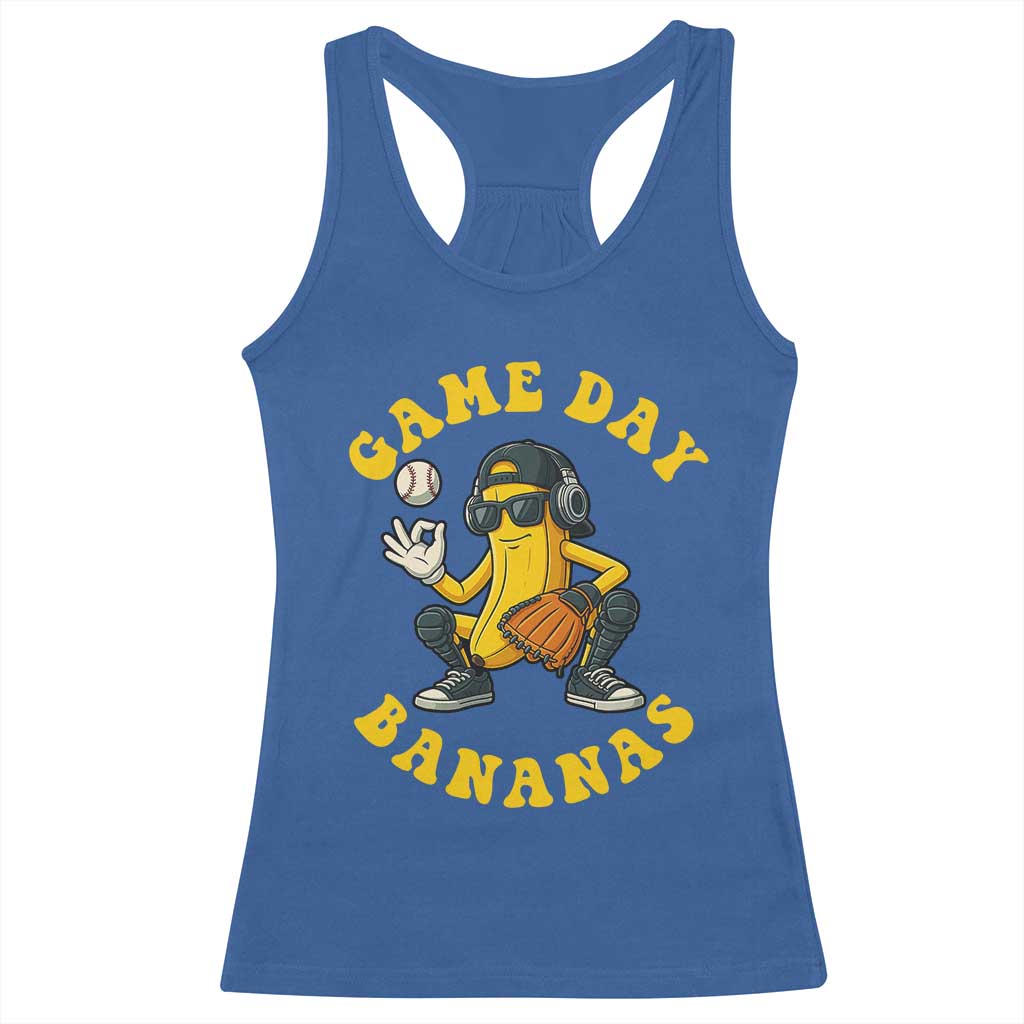Cute Bananas Graphic Racerback Tank Top Game Day Cool Catcher Baseball Lover