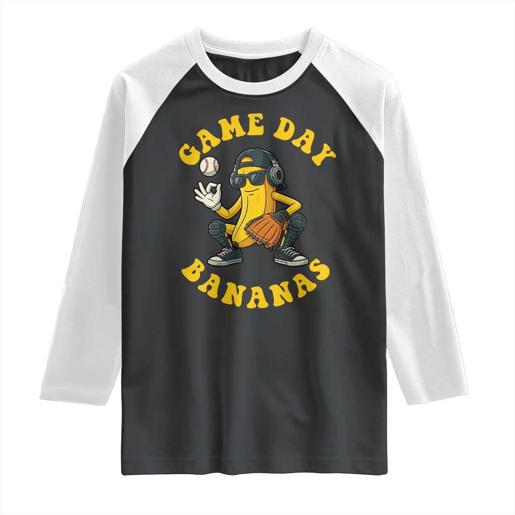 Cute Bananas Graphic Raglan Shirt Game Day Cool Catcher Baseball Lover