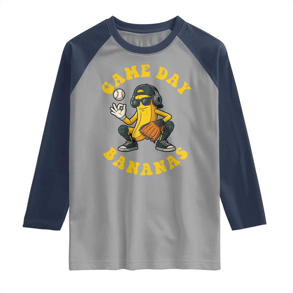 Cute Bananas Graphic Raglan Shirt Game Day Cool Catcher Baseball Lover