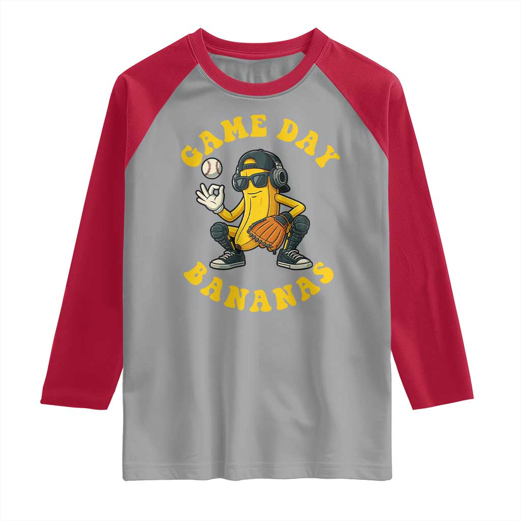 Cute Bananas Graphic Raglan Shirt Game Day Cool Catcher Baseball Lover