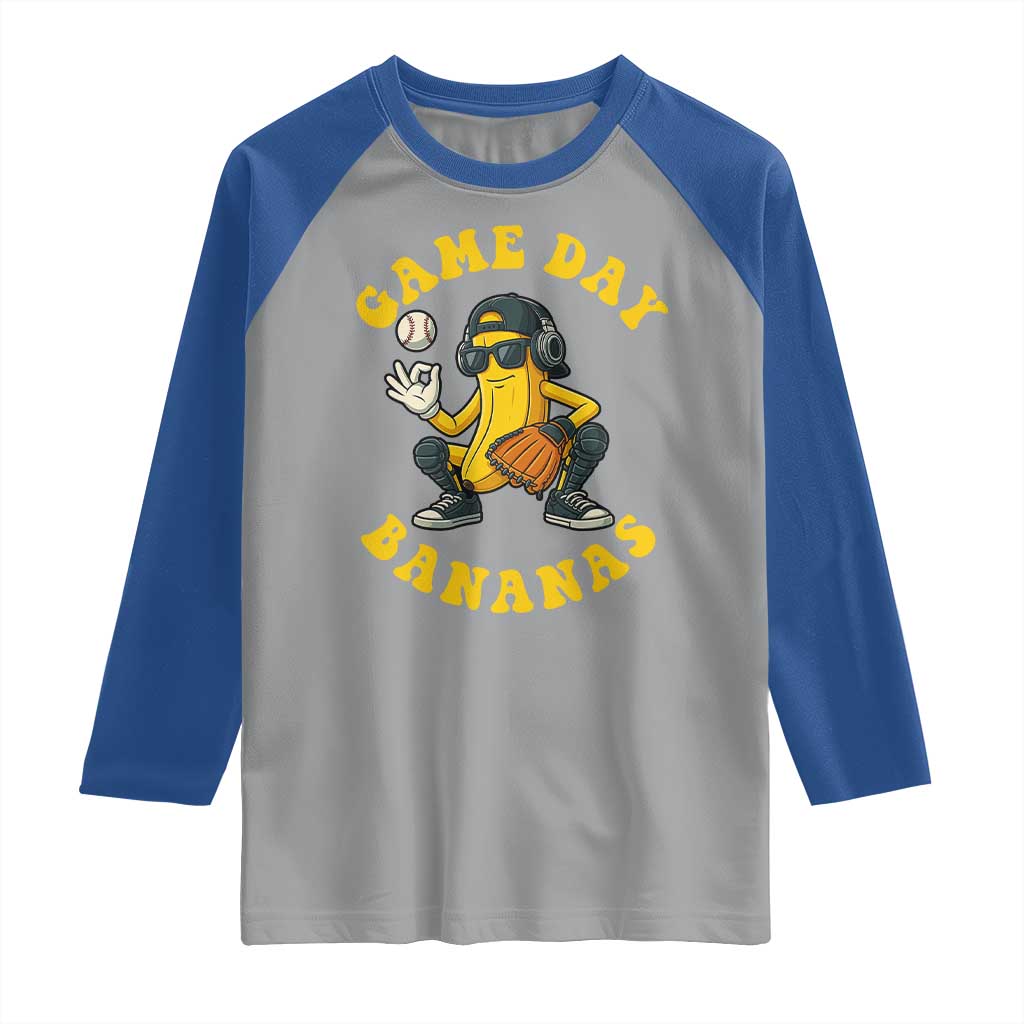 Cute Bananas Graphic Raglan Shirt Game Day Cool Catcher Baseball Lover