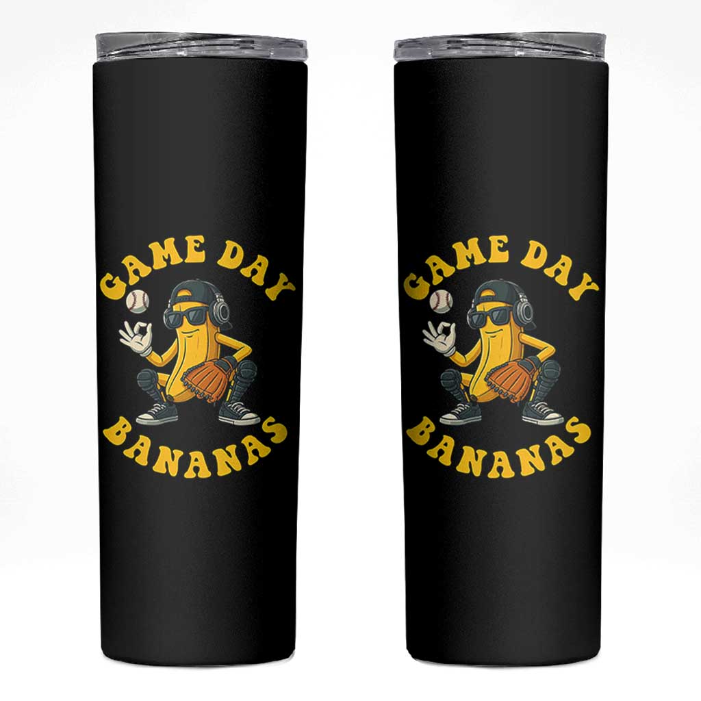 Cute Bananas Graphic Skinny Tumbler Game Day Cool Catcher Baseball Lover
