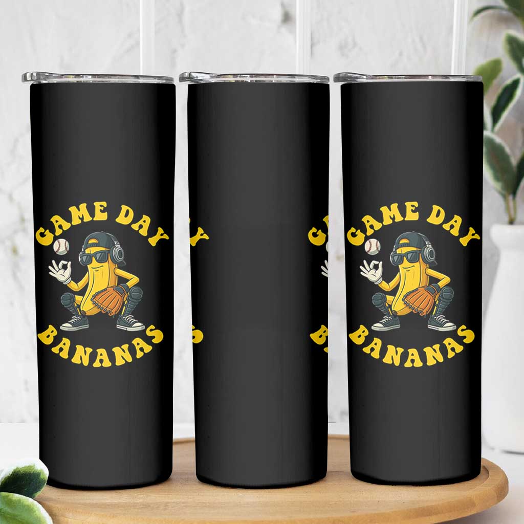 Cute Bananas Graphic Skinny Tumbler Game Day Cool Catcher Baseball Lover