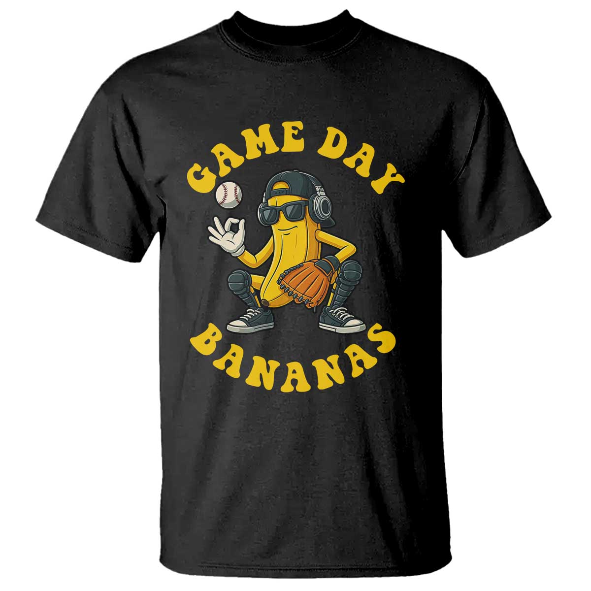 Cute Bananas Graphic T Shirt Game Day Cool Catcher Baseball Lover