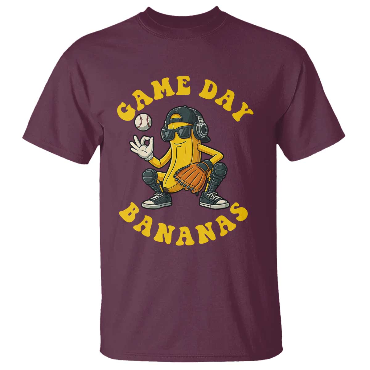 Cute Bananas Graphic T Shirt Game Day Cool Catcher Baseball Lover