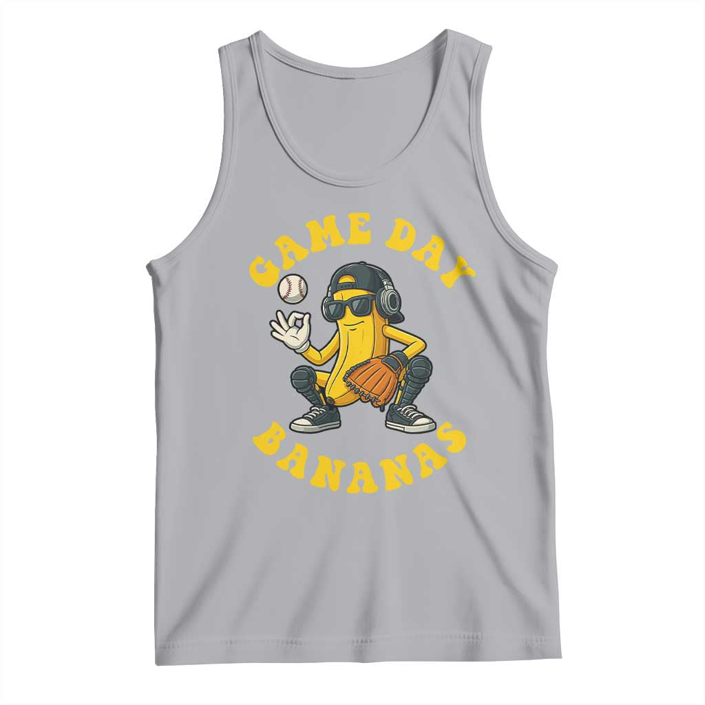 Cute Bananas Graphic Tank Top Game Day Cool Catcher Baseball Lover
