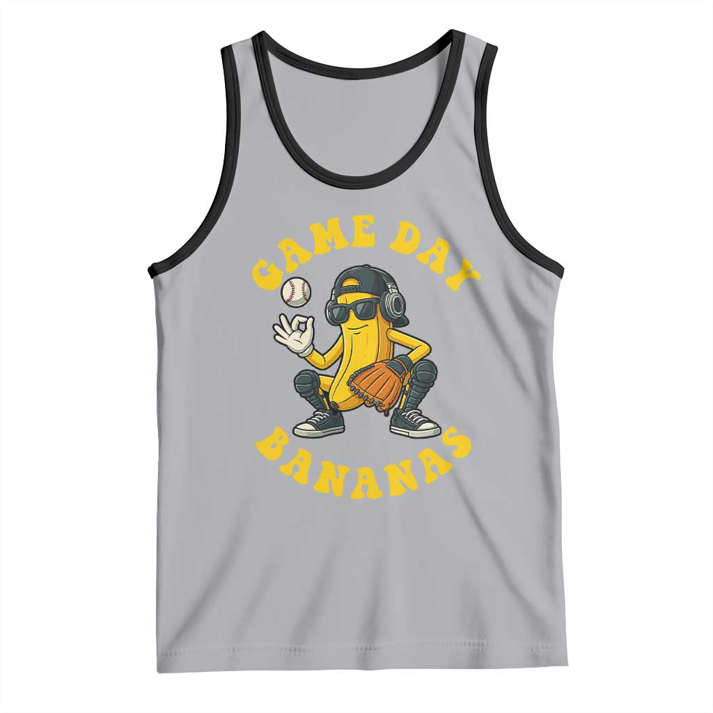Cute Bananas Graphic Tank Top Game Day Cool Catcher Baseball Lover