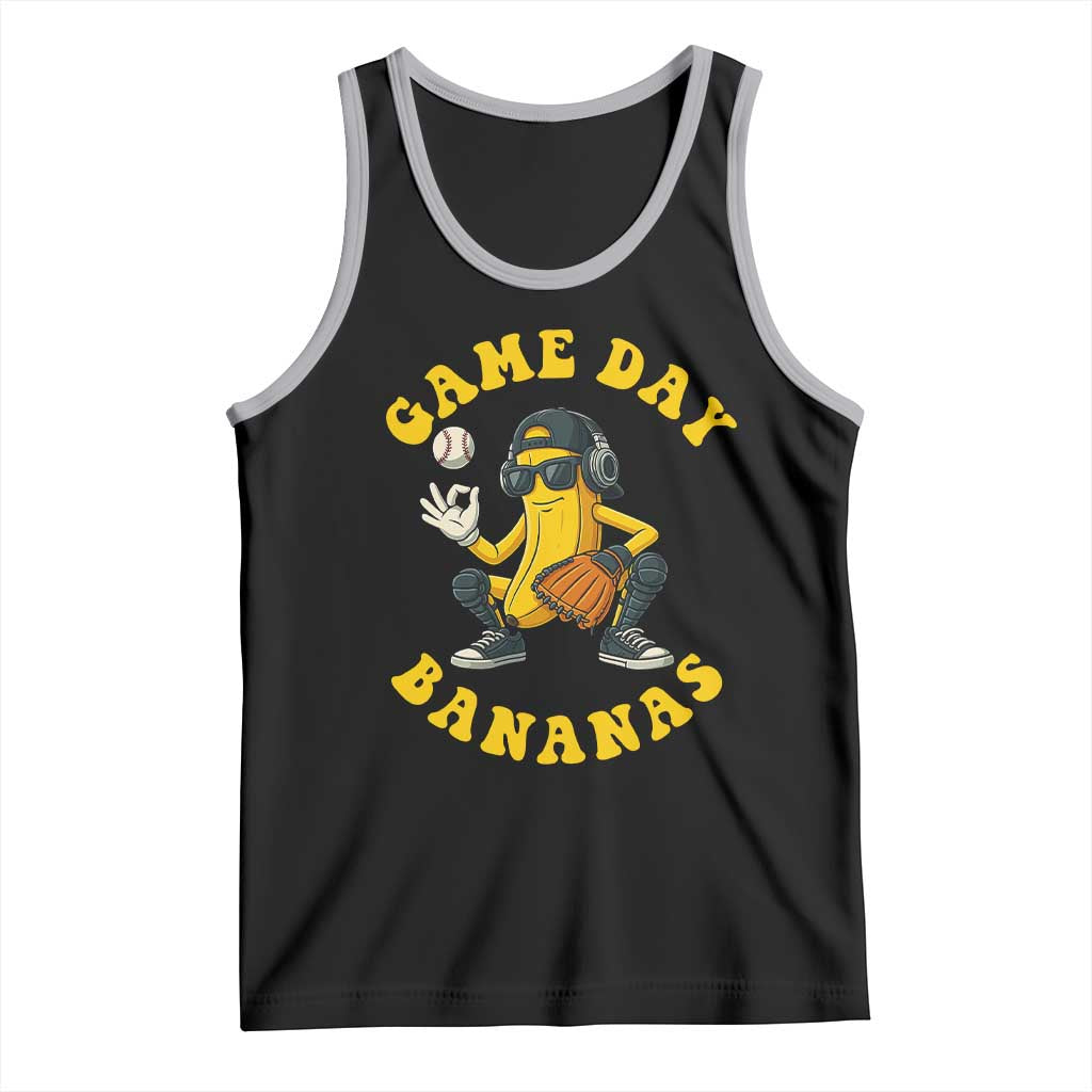 Cute Bananas Graphic Tank Top Game Day Cool Catcher Baseball Lover