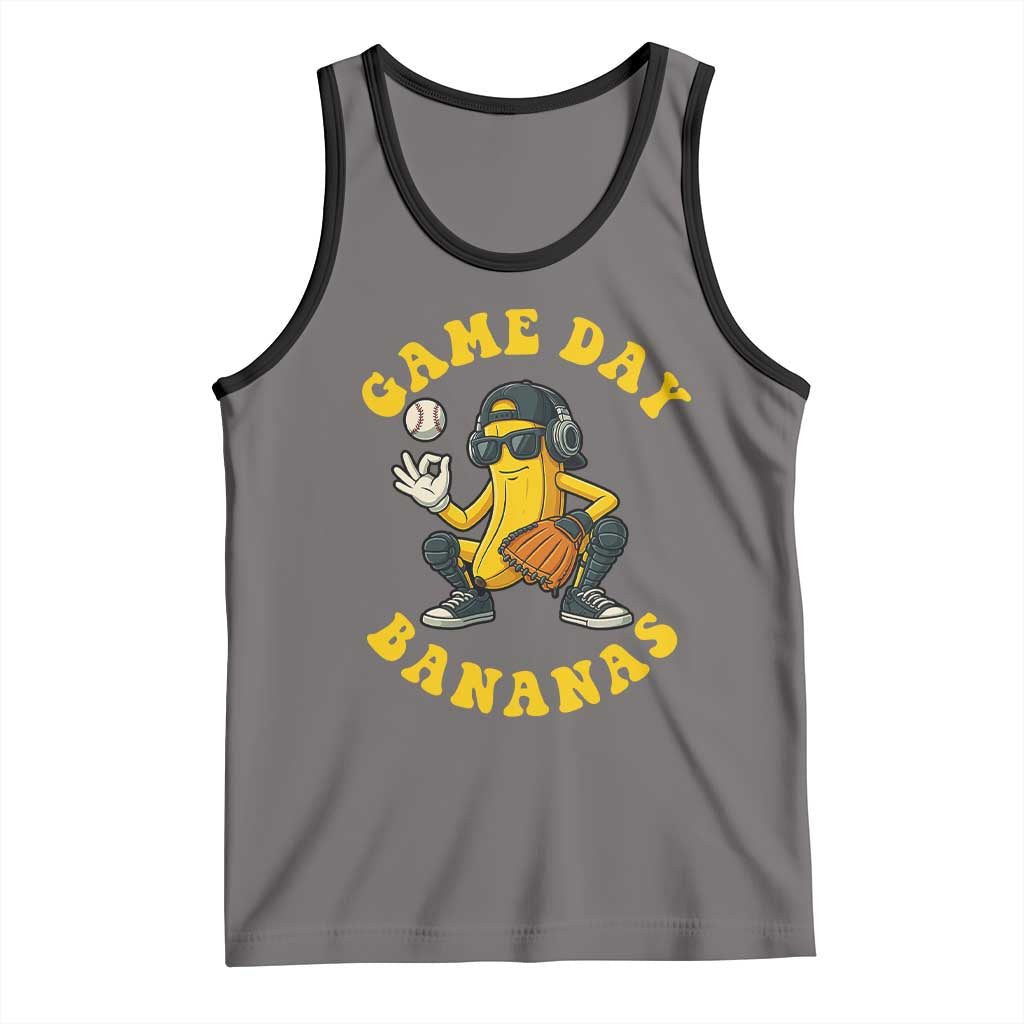 Cute Bananas Graphic Tank Top Game Day Cool Catcher Baseball Lover
