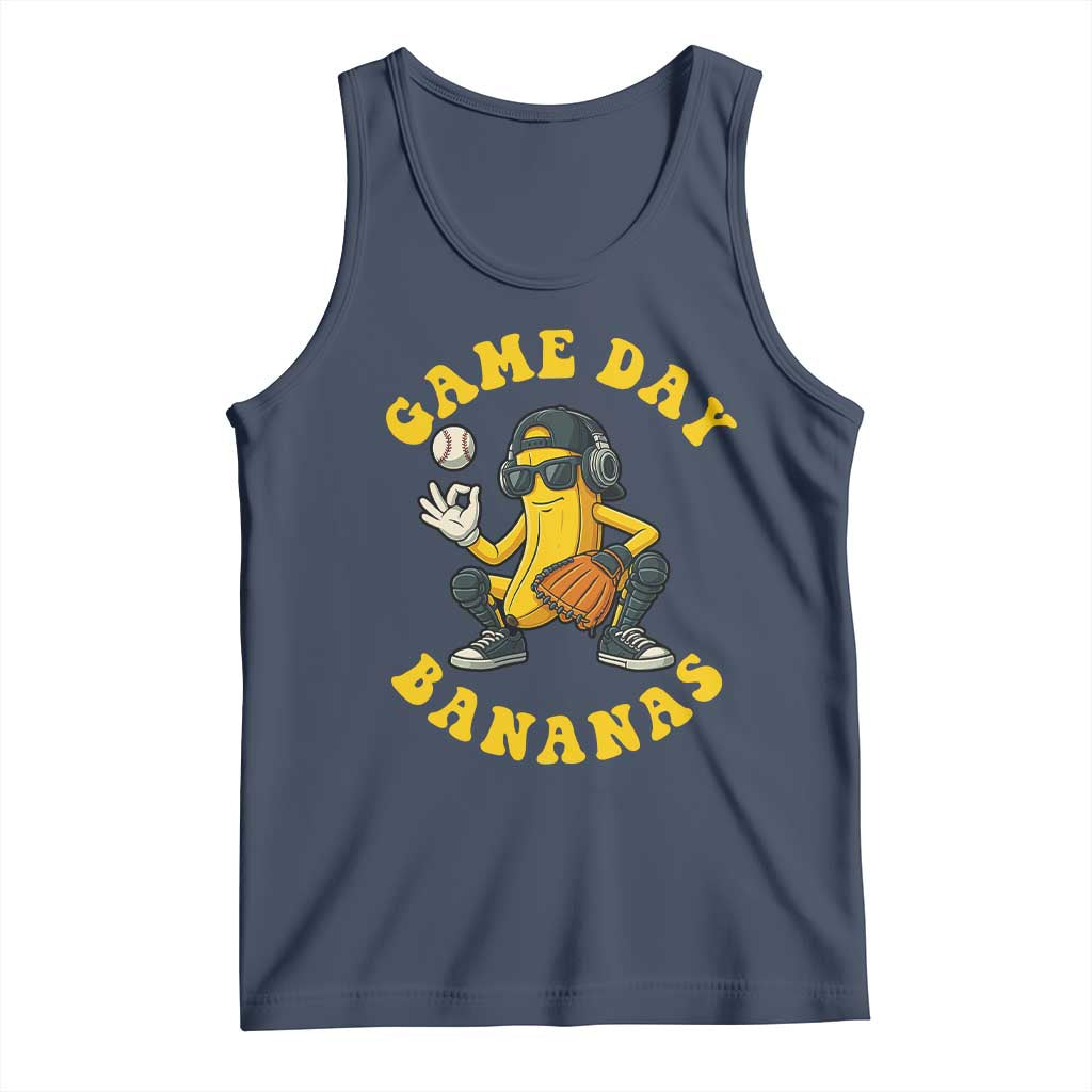 Cute Bananas Graphic Tank Top Game Day Cool Catcher Baseball Lover